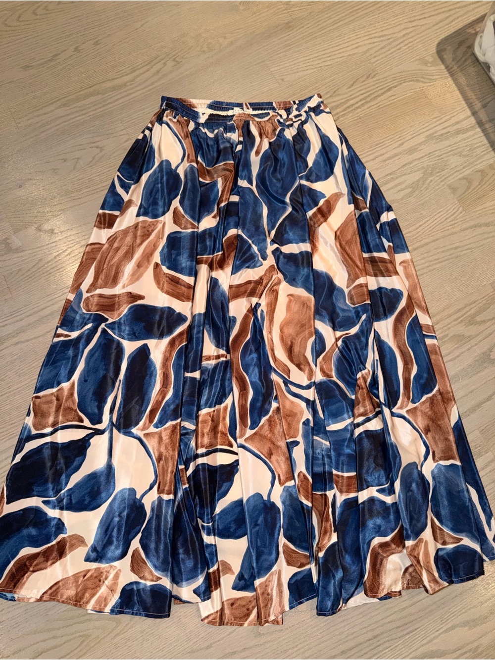Calypso St. Barth Navy & Brown Abstract A-Line Skirt